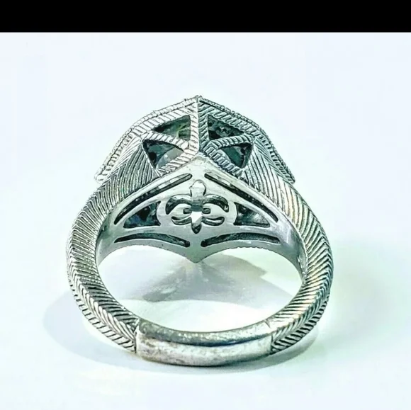 Vintage Judith Ripka Sterling Silver 4 point halo CZ engagement ring 8-8.5 - Picture 2 of 11